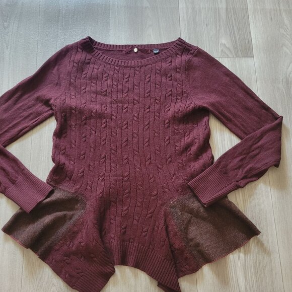 Knitted Knotted Anthropologie Cable Knit Peplum Sweater Top With Textured Hem - - Picture 5 of 10